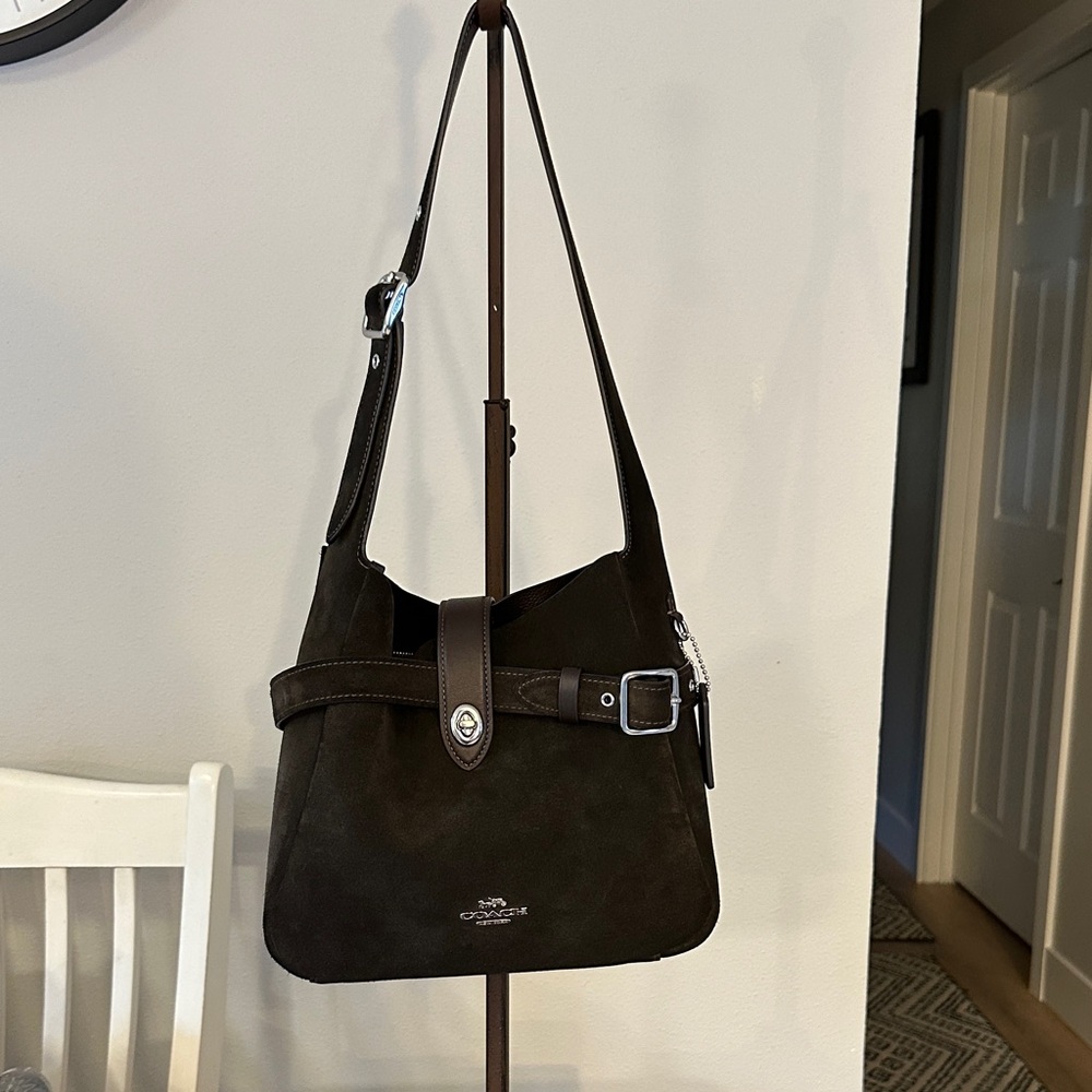 Coach Hadley Dark Brown With Silver Hardware Crossbody Bag. New Condition.